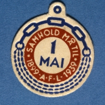 Arbeiderpartiets 1. mai-merke fra 1939, som markerte Arbeidernes Faglige Landsorganisasjons 40-årsjubileum
