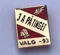 Valgkampmerke fra 1993 Merket ligger i samlingen til Jens Otto Havdal