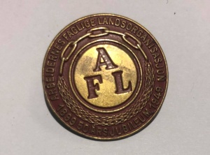 Arbeidernes faglige landsorganisasjon (nå LO) Jubileumsmerke 50 år 1899 til 1949 (ligger i samlingen til J.O. Havdal)